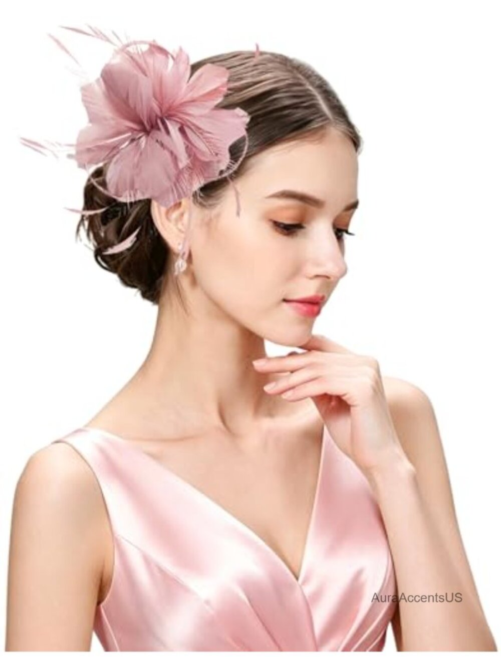 Feather Flower Fascinator Hair Clip Brooch Wedding Tea Party Derby Hat
